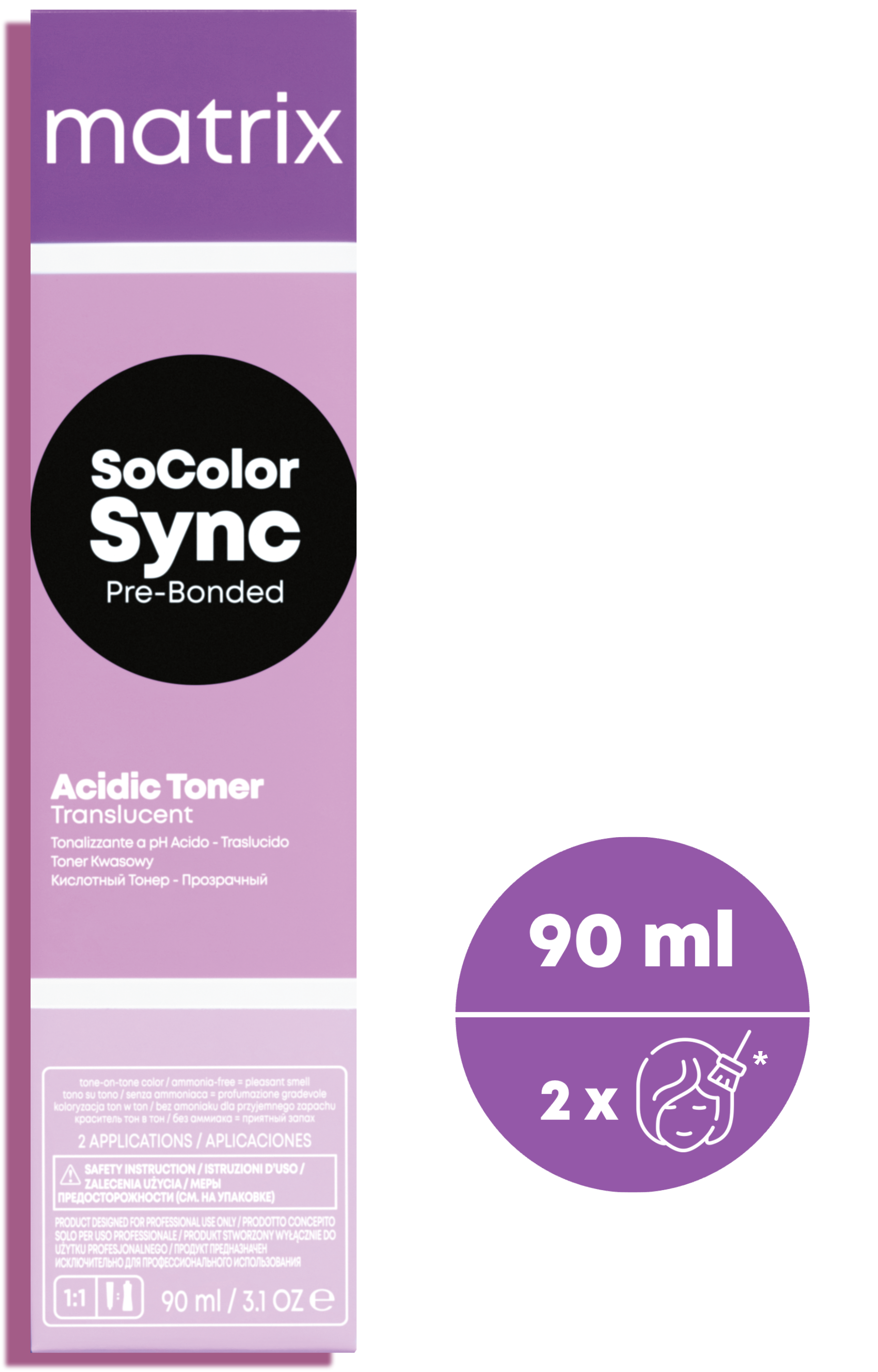 Etykieta kwasowego tonera do włosów Matrix Professional SoColor Sync Pre-Bonded