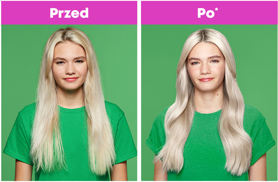 Modelka przed i po zastosowaniu kosmetyków Food For Soft