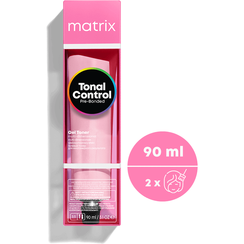 Opakowanie kwasowego tonera żelowego ton w ton Tonal Control Pre-Bonded w odcieniach różowych od Matrix Professional.