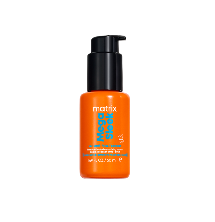 Matrix Mega Sleek Serum wygładzające na pomarańczowym tle